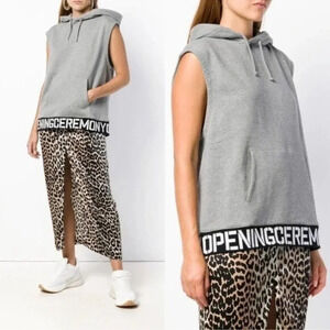 Open Ceremony OC Hooded Vest Boxy Logo Elastic Gray Sweater S Oversized Sporty